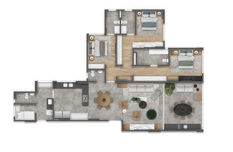 Planta baixa Torre Kaasa Terminação 01, 170m²