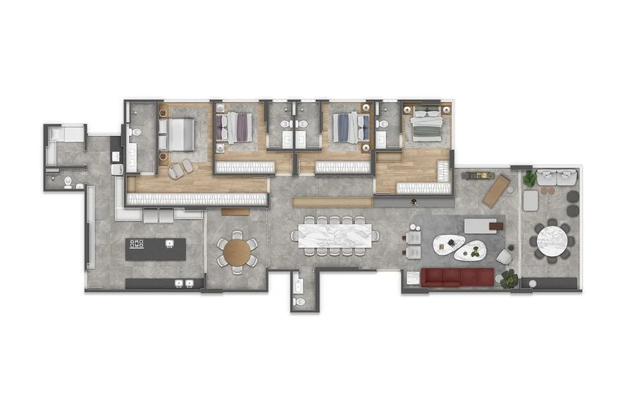 Planta baixa Torre Oká Terminação 01, 265m²