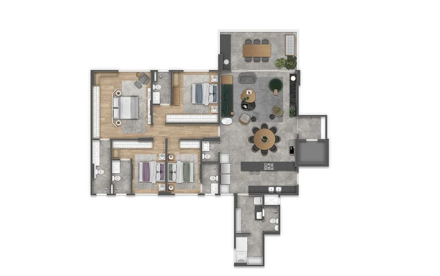 Planta baixa Torre Oká Terminação 03, 203m²